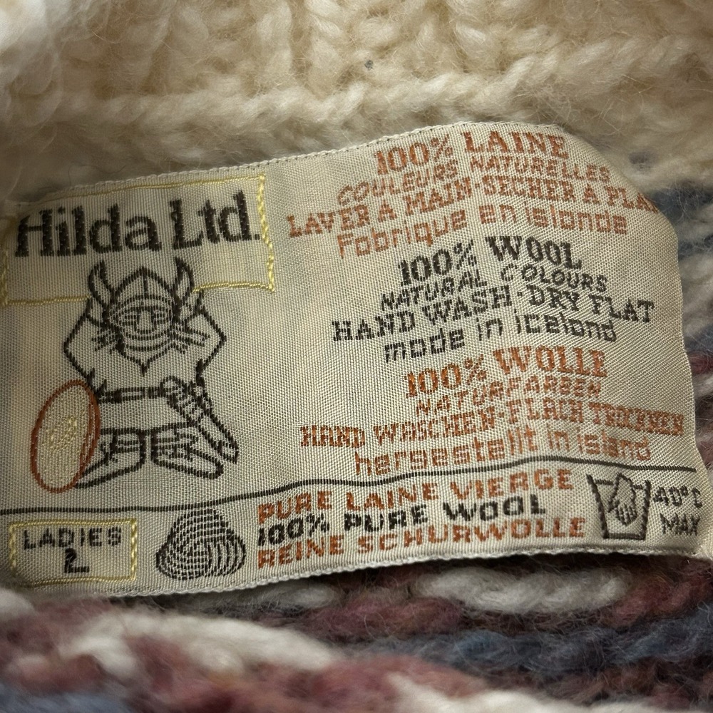 Hilda LTD Woman's VTG Knitted 100% Wool Sweater Multi Color Long Sleeve Large L - Picture 4 of 7